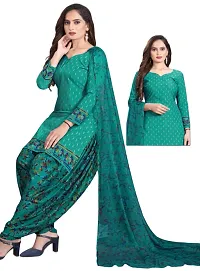 Teal  Grey Crepe Printed Dress Material with Dupatta For Women (Combo pack of 2)-thumb1