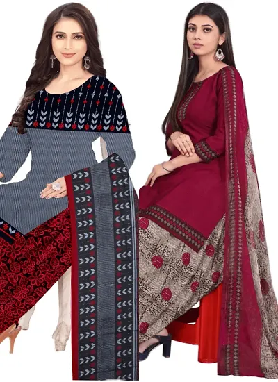 Crepe Dress Material with Dupatta For Women (Combo pack of 2)