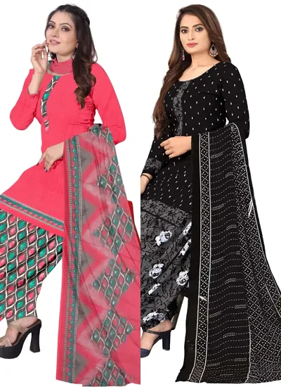 Crepe Dress Material with Dupatta For Women (Combo pack of 2)