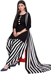 Black  Yellow Crepe Printed Dress Material with Dupatta For Women (Combo pack of 2)-thumb1