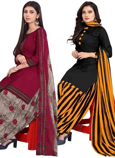 Crepe Dress Material with Dupatta For Women (Combo pack of 2)