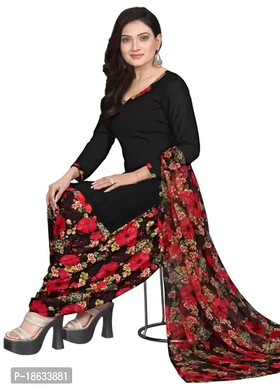 Teal  Black Crepe Printed Dress Material with Dupatta For Women (Combo pack of 2)-thumb3