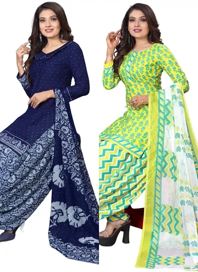 Crepe Dress Material with Dupatta For Women (Combo pack of 2)