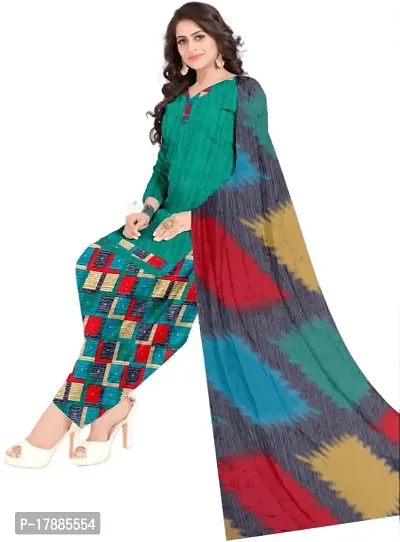 Turquoise  Black Crepe Printed Dress Material with Dupatta For Women (Combo pack of 2)-thumb2