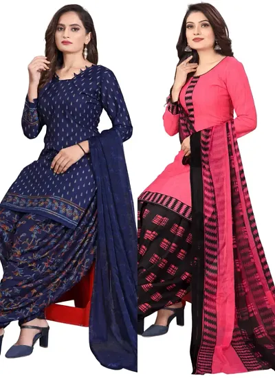 Crepe Dress Material with Dupatta For Women (Combo pack of 2)