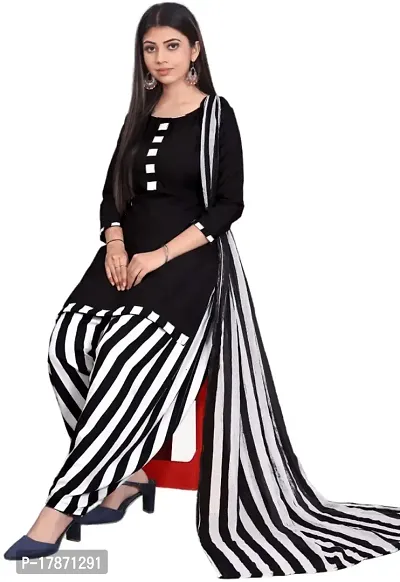 Black  Pink Crepe Printed Dress Material with Dupatta For Women (Combo pack of 2)-thumb2