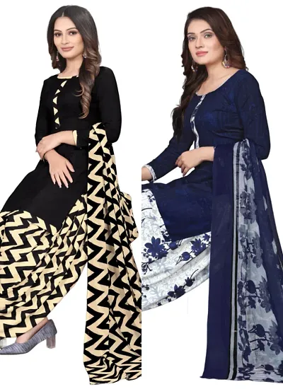 Crepe Dress Material with Dupatta For Women (Combo pack of 2)