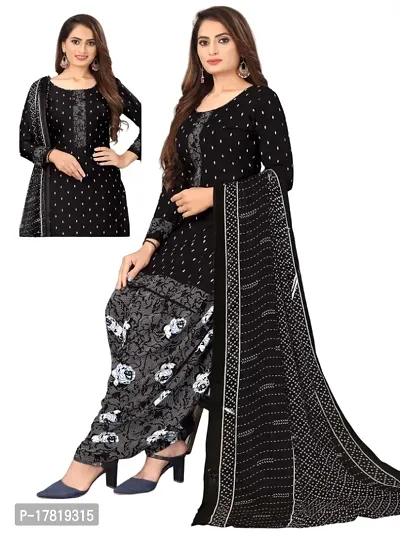 Elegant Multicoloured Crepe Digital Printed Dress Material with Dupatta For Women-thumb3