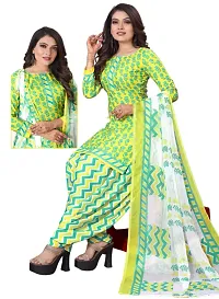 Yellow  Blue Crepe Printed Dress Material with Dupatta For Women (Combo pack of 2)-thumb1