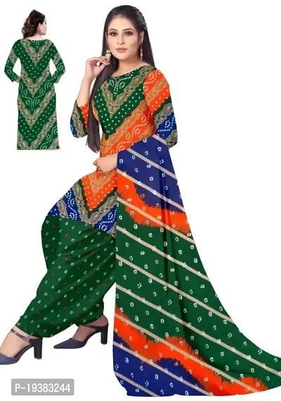 Orange  Multicolor Crepe Printed Dress Material with Dupatta For Women (Combo pack of 2)-thumb3