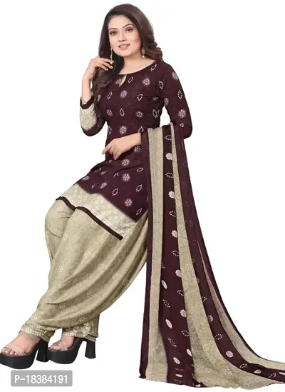 Wine  Green Crepe Printed Dress Material with Dupatta For Women (Combo pack of 2)-thumb2