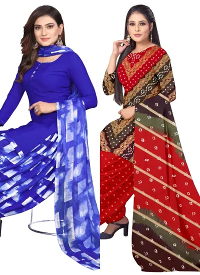 Crepe Dress Material with Dupatta For Women (Combo pack of 2)