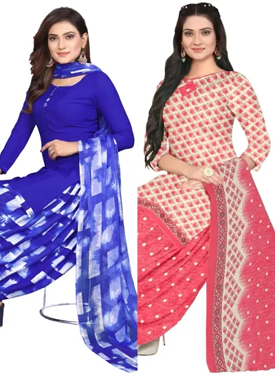 Crepe Dress Material with Dupatta For Women (Combo pack of 2)