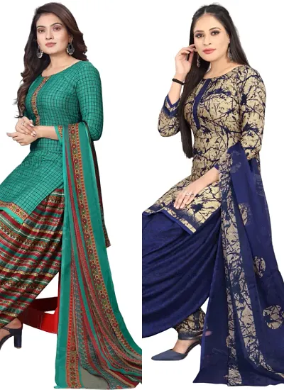 Crepe Dress Material with Dupatta For Women (Combo pack of 2)