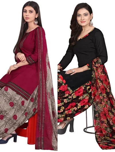 Crepe Dress Material with Dupatta For Women (Combo pack of 2)