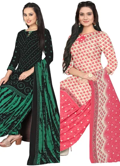 Crepe Dress Material with Dupatta For Women (Combo pack of 2)