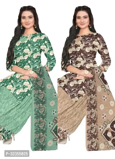 Elegant Cotton Printed Dress Material with Dupatta For Women Pack of 2-thumb0