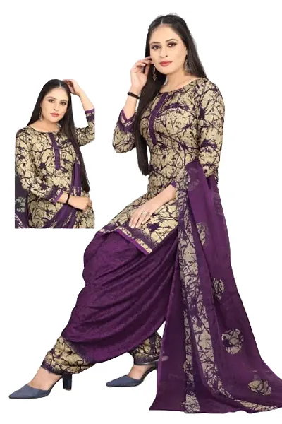 Elegant Crepe Dress Material with Dupatta For Women