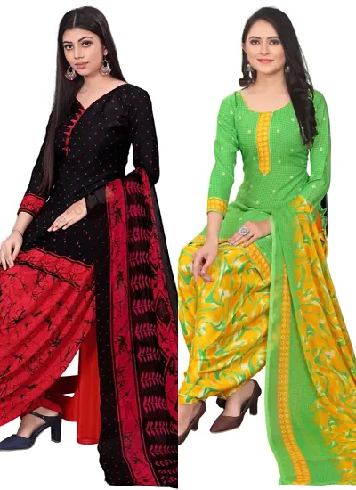 Crepe Dress Material with Dupatta For Women (Combo pack of 2)