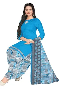 Elegant Multicoloured Cotton Printed Dress Material with Dupatta For Women (Combo Pack of 2)-thumb1