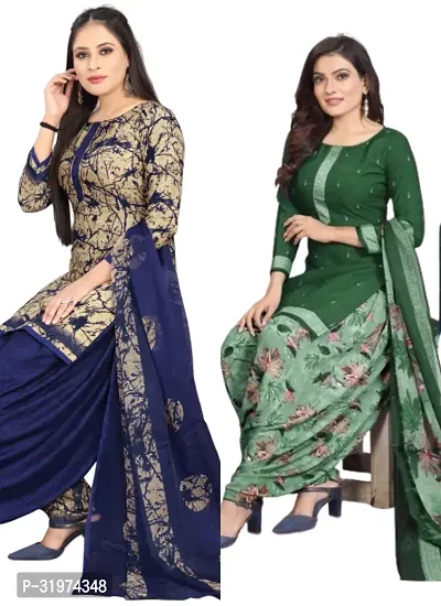 Beautiful Cotton Blend Unstitched Dress Material with Dupatta (Pack of 2)-thumb0