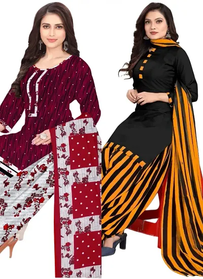 Crepe Dress Material with Dupatta For Women (Combo pack of 2)