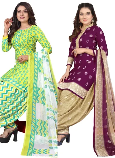 Stylish Crepe Digital Printed Unstitched Suits - pack of 2