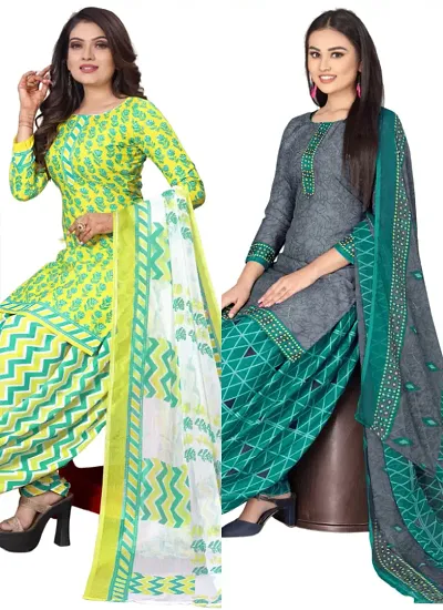 Stylish Crepe Digital Printed Unstitched Suits - pack of 2