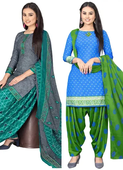 Crepe Dress Material with Dupatta For Women (Combo pack of 2)