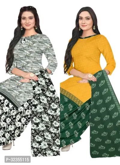 Elegant Cotton Printed Dress Material with Dupatta For Women - Pack of 2-thumb0