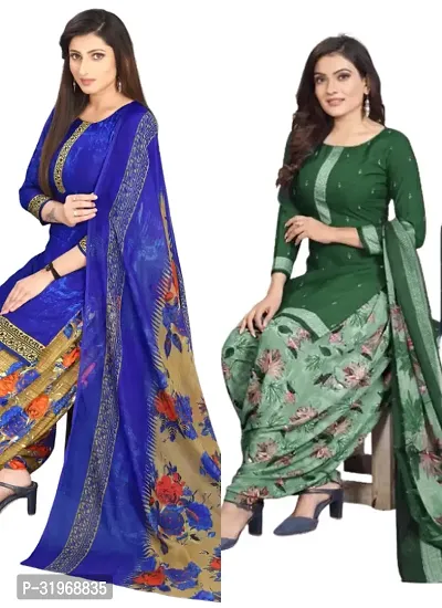 Beautiful Cotton Blend Unstitched Dress Material with Dupatta (Pack of 2)-thumb0