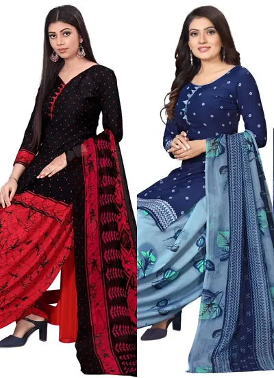 Stylish Crepe Digital Printed Unstitched Suits - pack of 2