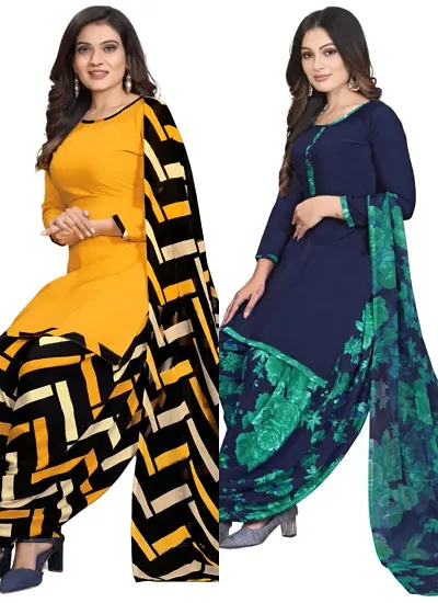 Crepe Dress Material with Dupatta For Women (Combo pack of 2)