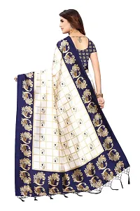 Stylish Art Silk Navy Blue Printed Kanjeevaram Saree with Blouse piece-thumb1