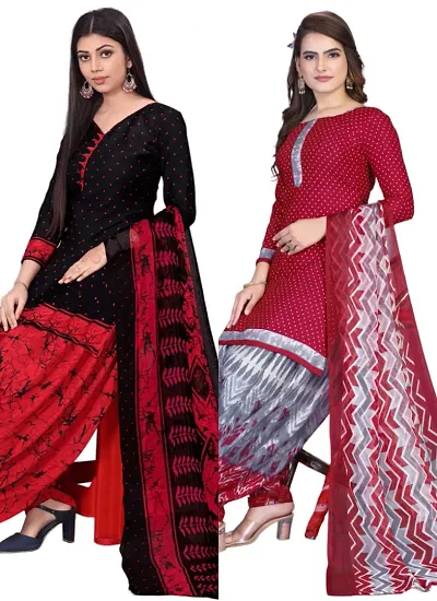 Crepe Dress Material with Dupatta For Women (Combo pack of 2)