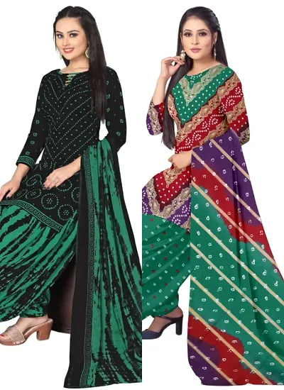 Stylish Crepe Digital Printed Unstitched Suits - Pack Of 2