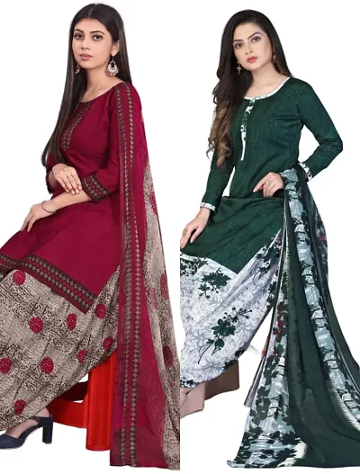 Stylish Crepe Digital Printed Unstitched Suits - pack of 2