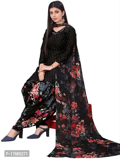 Black  Wine Crepe Printed Dress Material with Dupatta For Women (Combo pack of 2)-thumb2