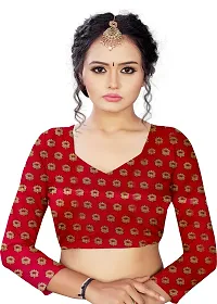 Stylish Art Silk Red Printed Kanjeevaram Saree with Blouse piece-thumb2