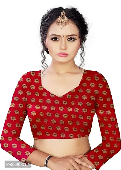 Stylish Art Silk Red Printed Kanjeevaram Saree with Blouse piece-thumb3