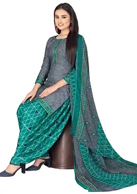 Grey  Navy Blue Crepe Printed Dress Material with Dupatta For Women (Combo pack of 2)-thumb1