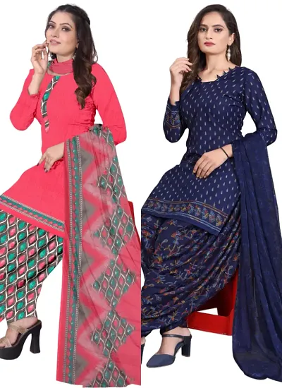 Crepe Dress Material with Dupatta For Women (Combo pack of 2)