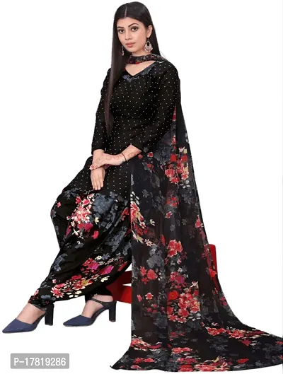 Elegant Multicoloured Crepe Digital Printed Dress Material with Dupatta For Women-thumb3