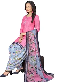 Pink  Beige Crepe Printed Dress Material with Dupatta For Women (Combo pack of 2)-thumb1