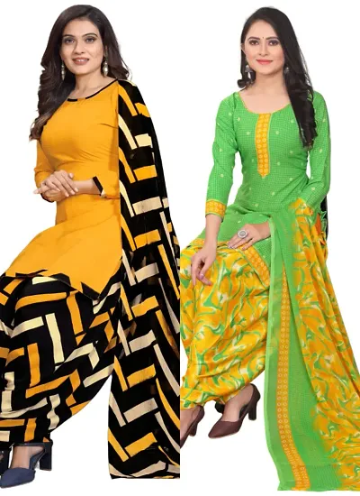 Stylish Crepe Digital Printed Unstitched Suits - pack of 2