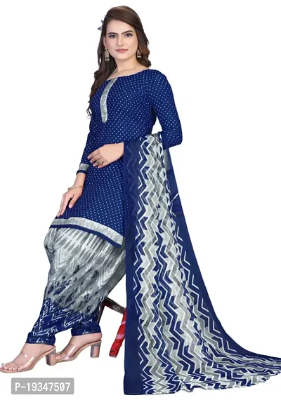 Black  Navy Blue Crepe Printed Dress Material with Dupatta For Women (Combo pack of 2)-thumb3