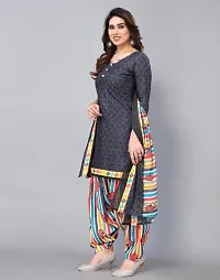 Elegant Grey Cotton Floral Print Dress Material with Dupatta For Women-thumb4