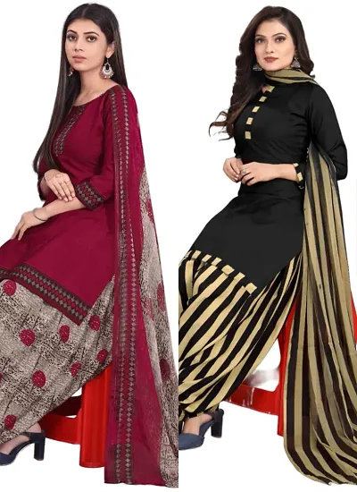 Crepe Dress Material with Dupatta For Women (Combo pack of 2)