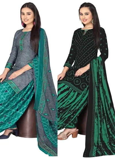 Crepe Dress Material with Dupatta For Women (Combo pack of 2)