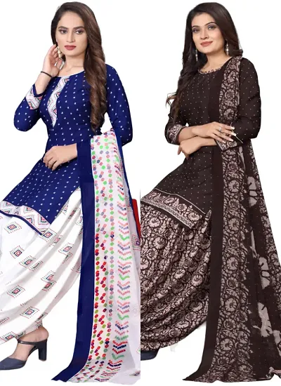 Stylish Crepe Digital Printed Unstitched Suits - pack of 2